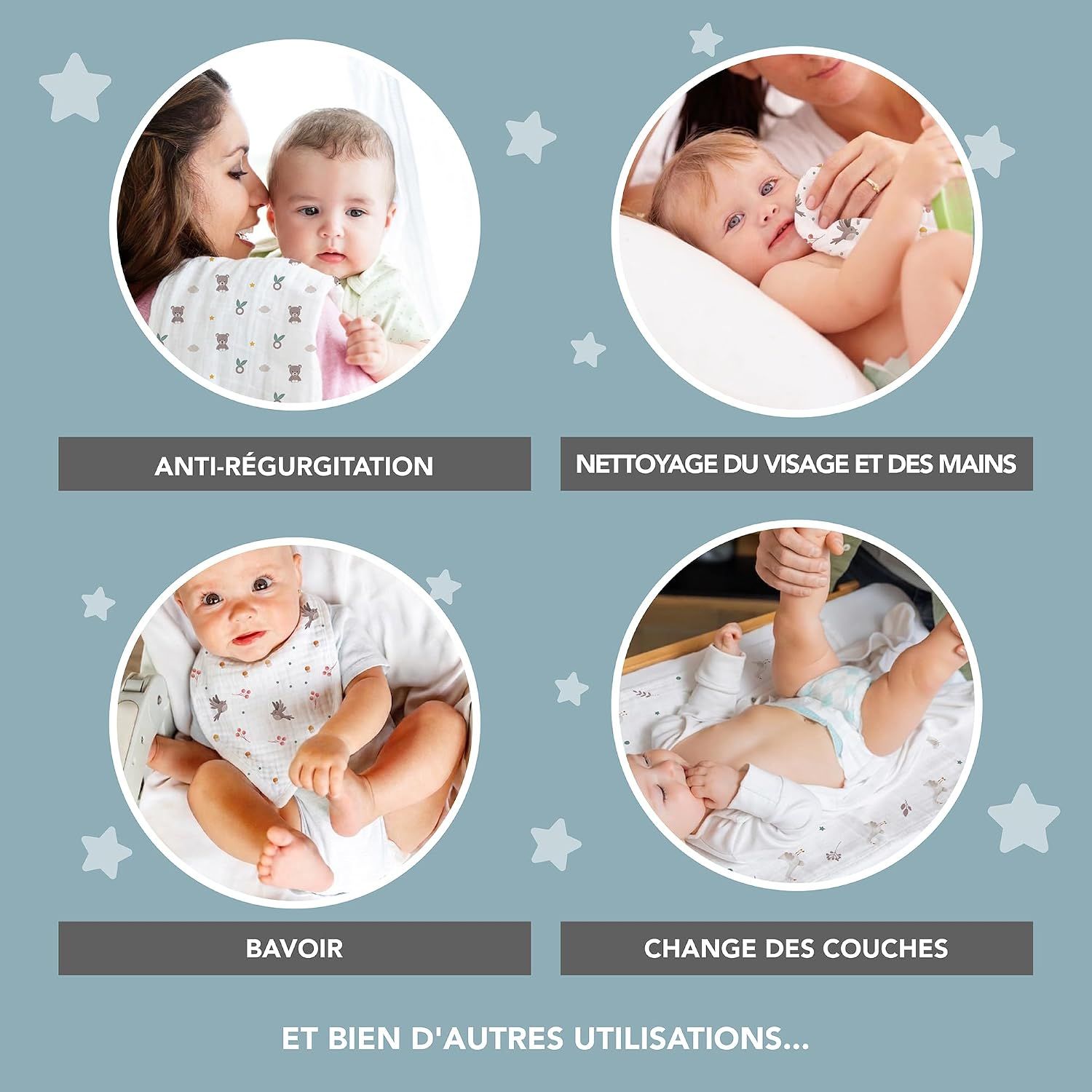 Kikido 5 Langes Bébé 100% Coton