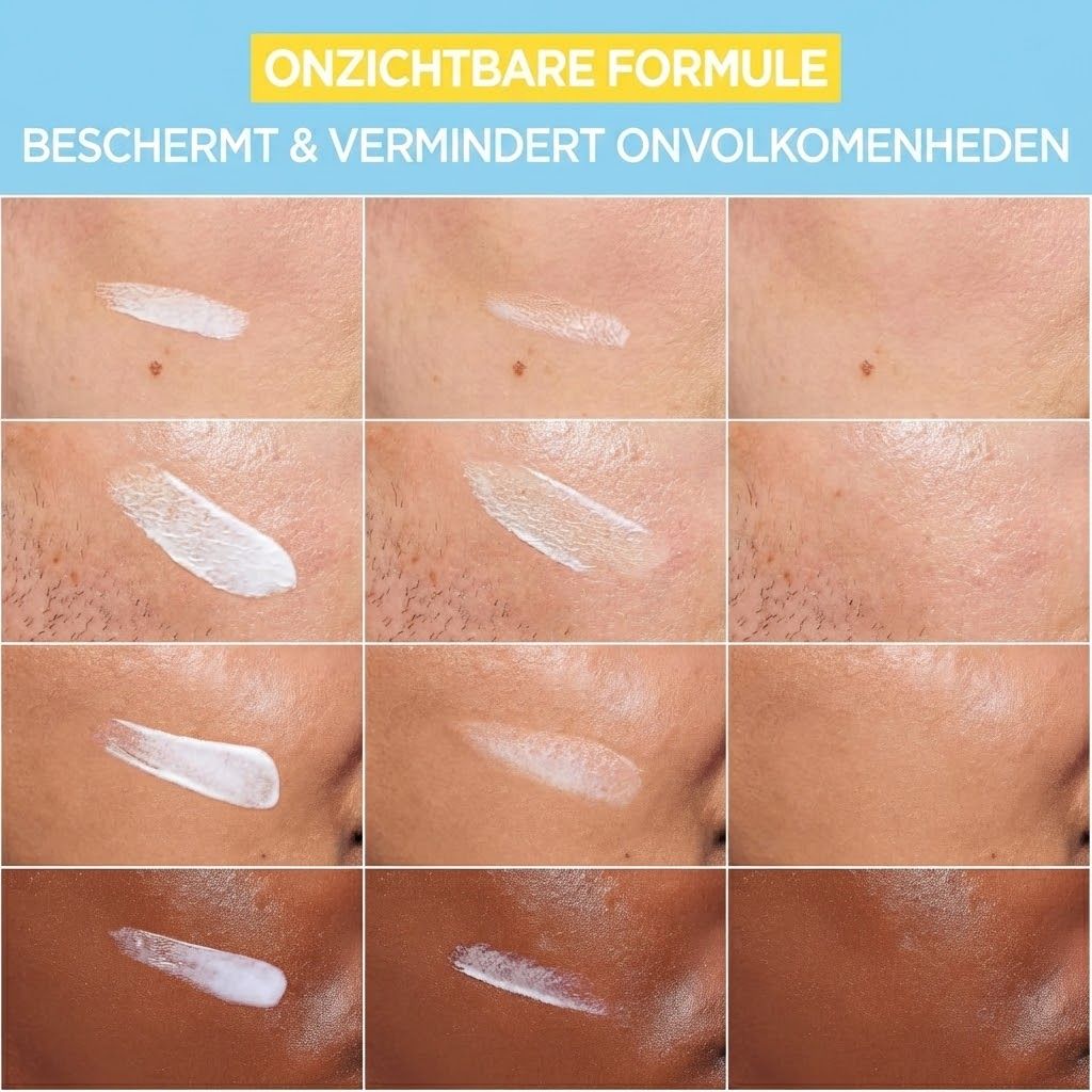 Huid met aangebrachte witte crème die wordt vervaagd.
