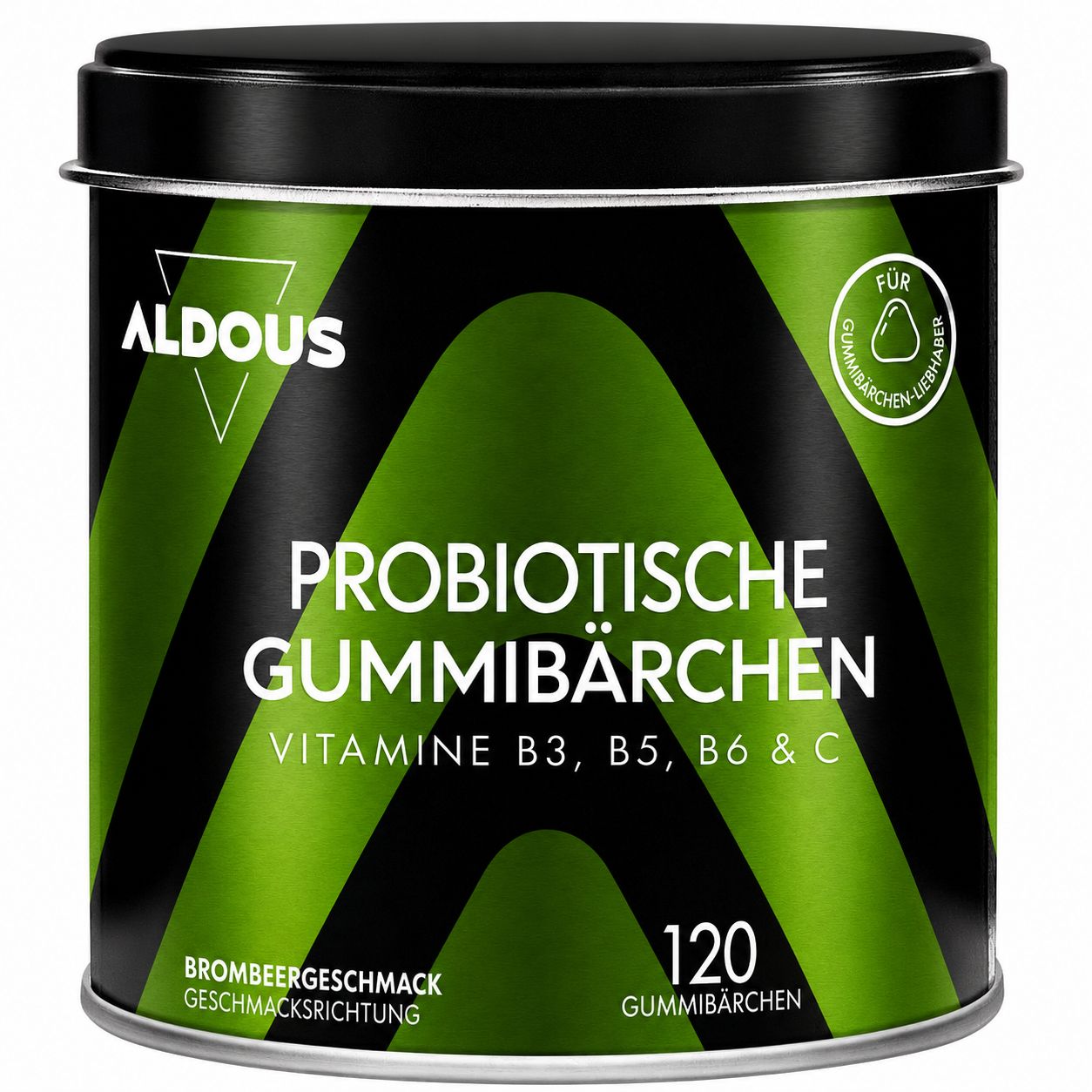 Boîte de bonbons gélifiés probiotiques Aldous, 120 pièces, goût mûre.
