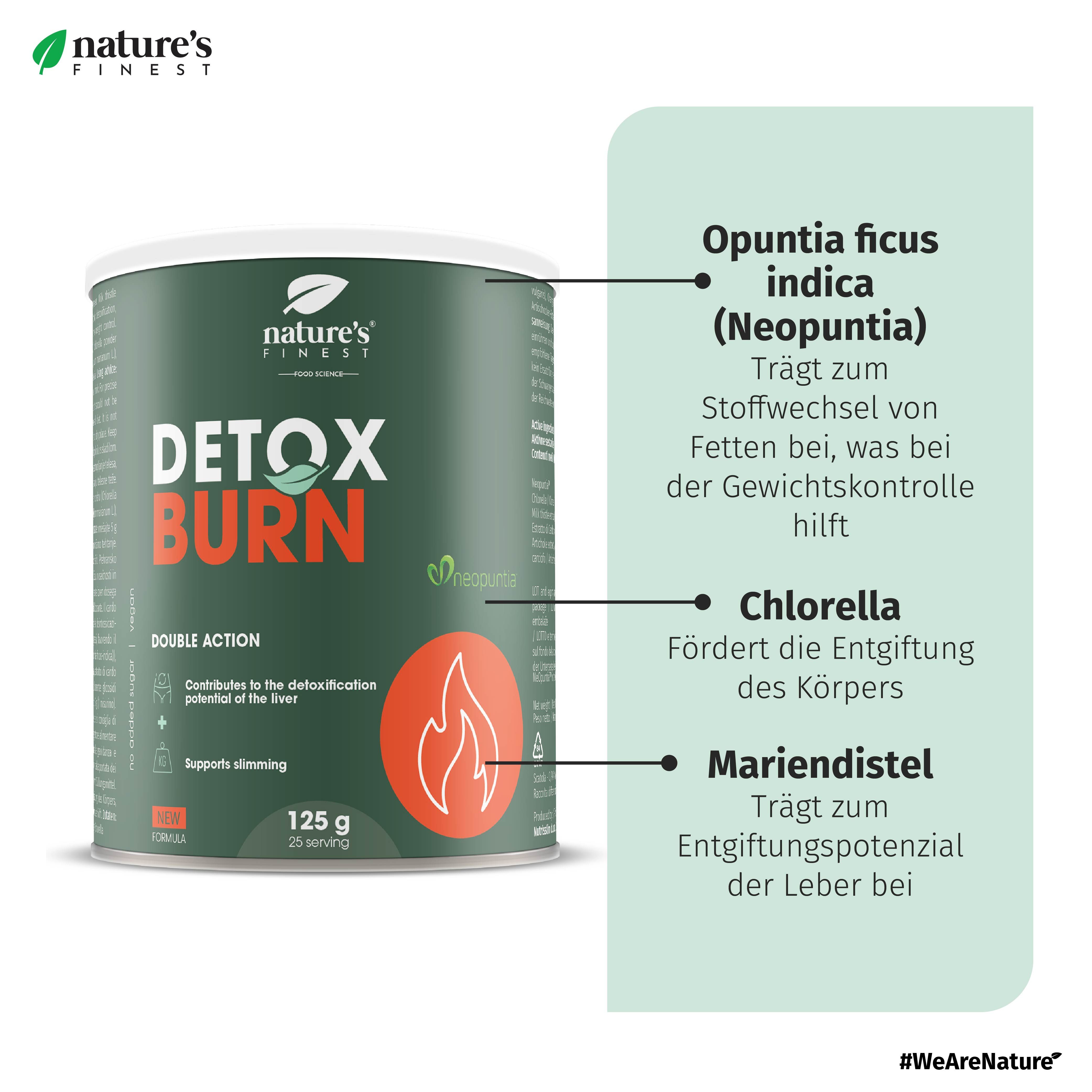Groene pot 'Detox Burn' met 125g. Met ingrediënten.
