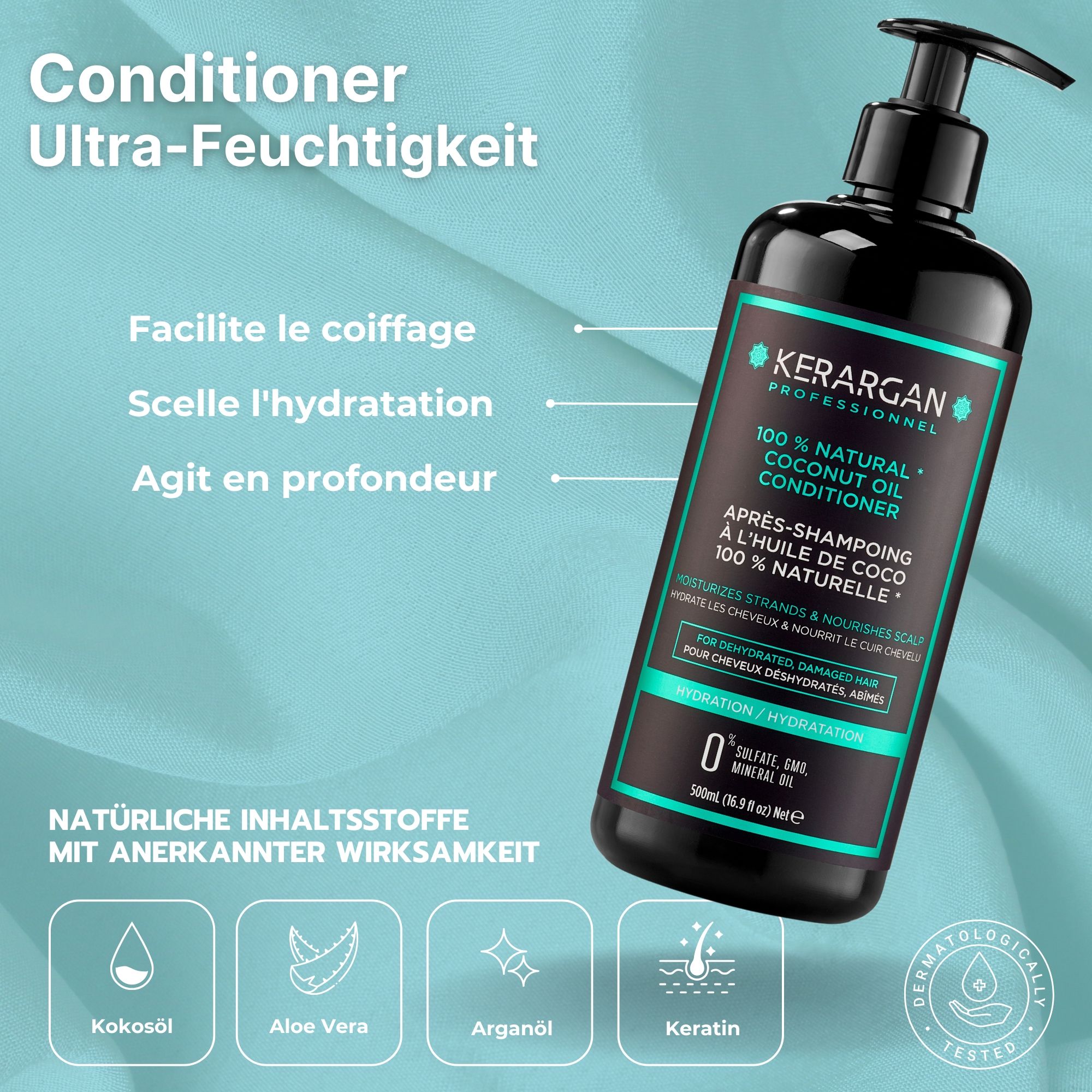 Kerargan - Duo Hydratant Shampoing & Après-Shampoing à l'Huile de Coco
