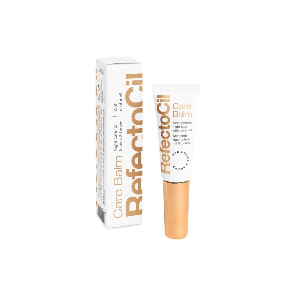 Tube et boîte Refectocil Care Balm. Soin de nuit pour cils et sourcils.