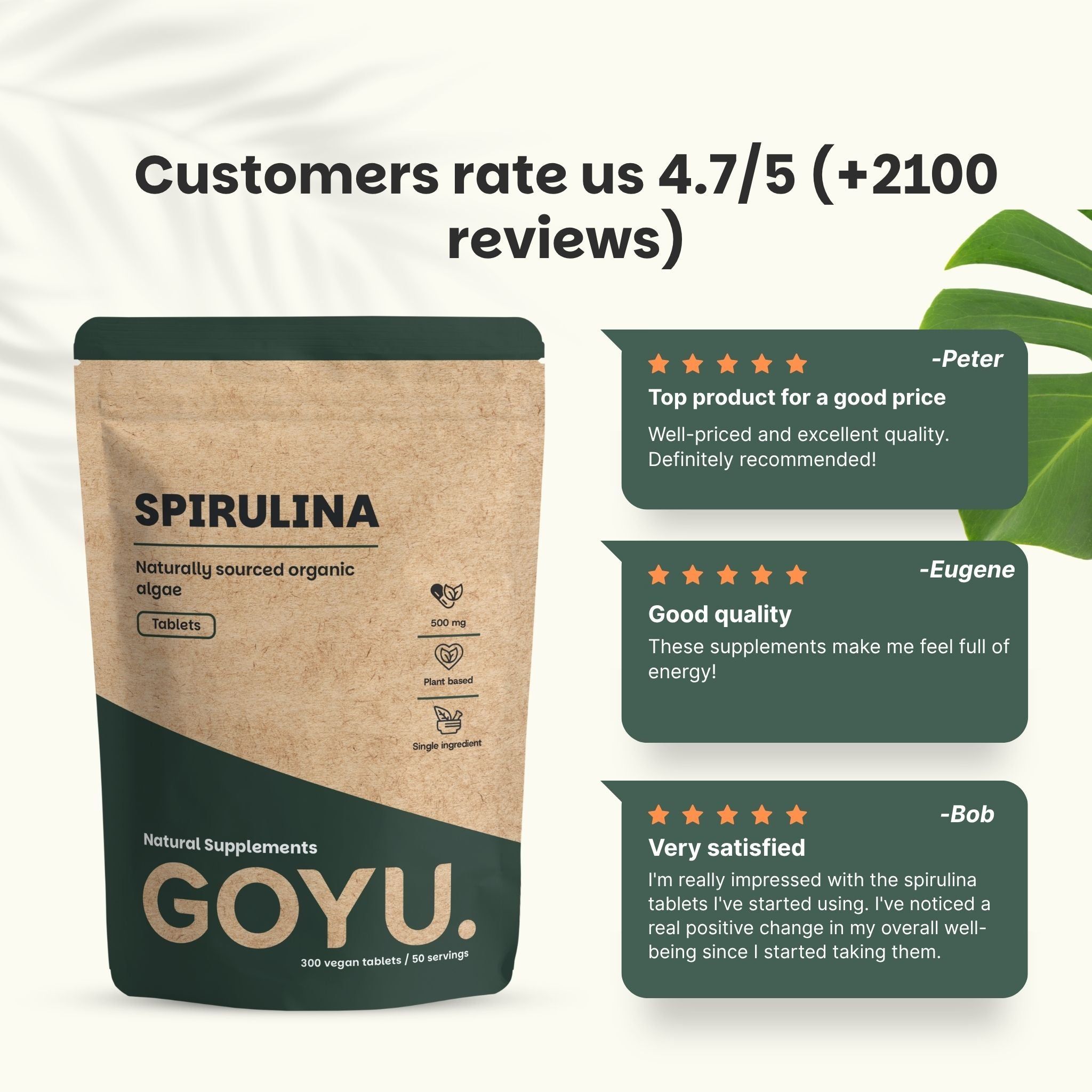 Comprimés de spiruline de haute qualité, achetés et emballés aux Pays-Bas.