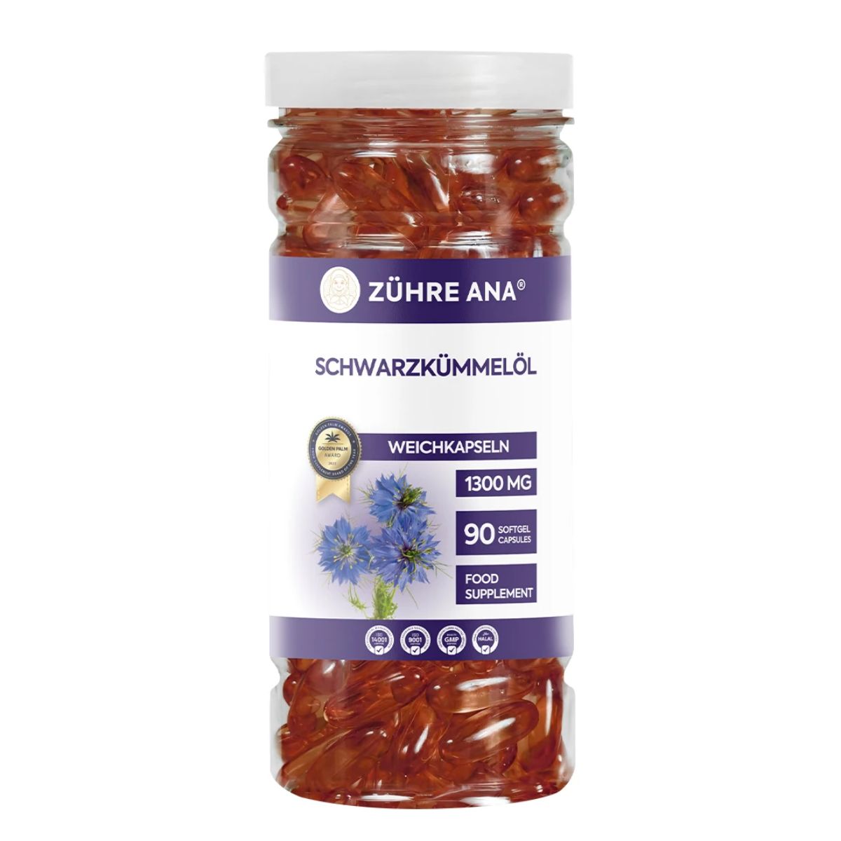 Pot Zühre Ana zwarte komijnolie softgels, 1300 mg, 90 stuks.