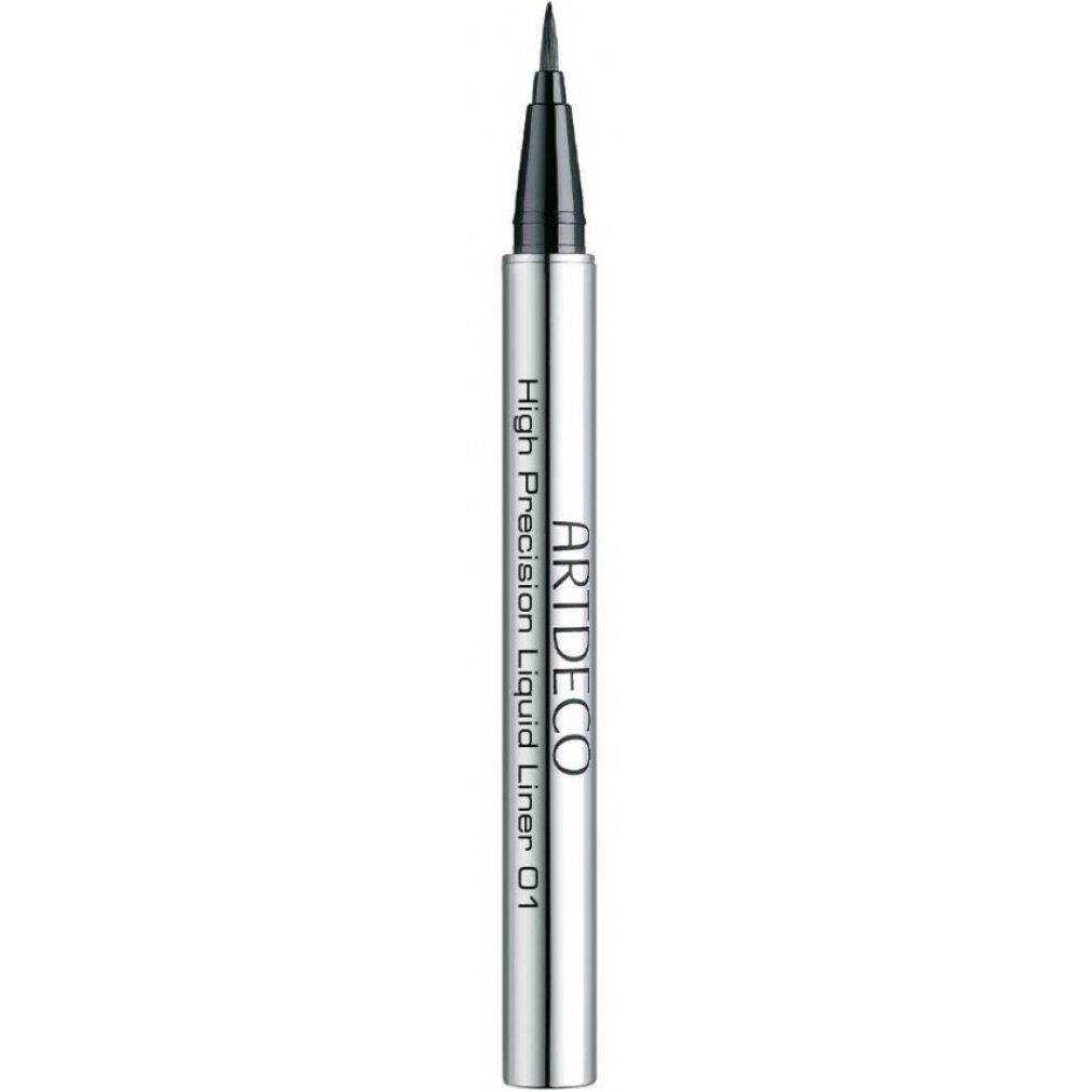 Artdeco High Precision Liquid Liner 01. Stylo argenté avec pointe noire. Inscription: High Precision Liquid Liner, Artdeco.