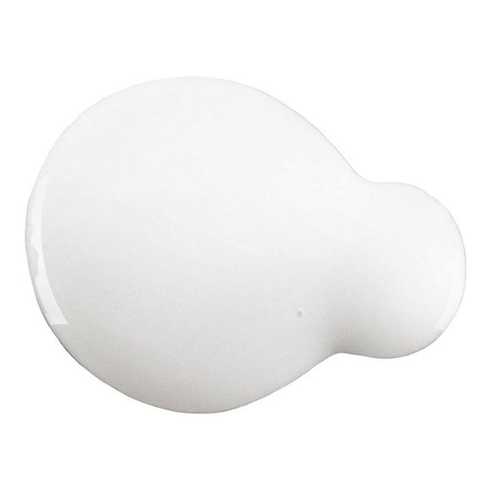 Produit blanc en forme de goutte. Forme ovale plus grande avec une protubérance ronde plus petite.