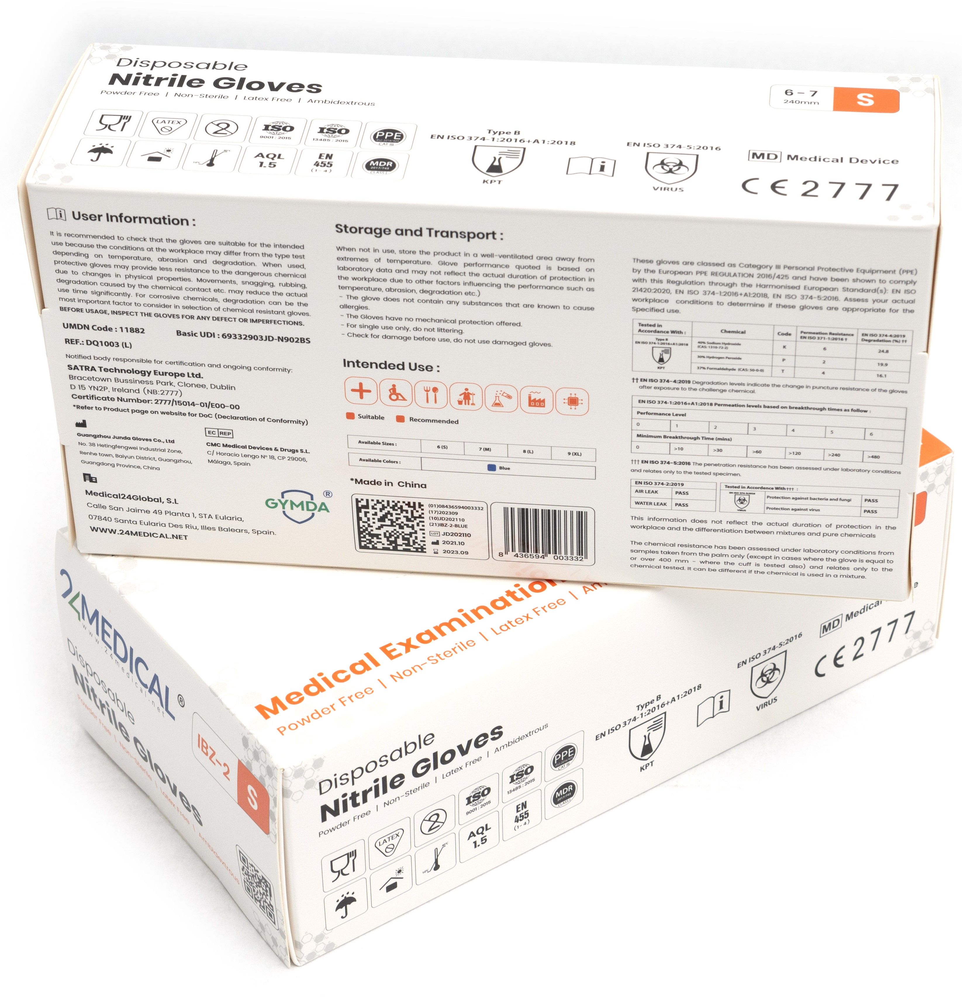 24medical IBZ-2 Nitril handschoenen, poedervrij - Grootte S