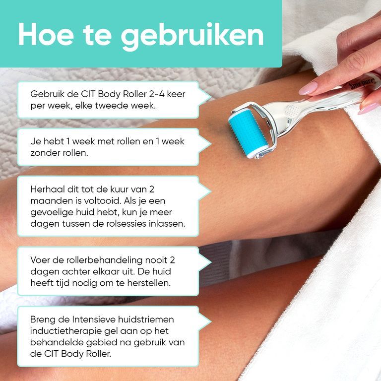 Close-up van roller met blauwe kop en zilveren gel fles.