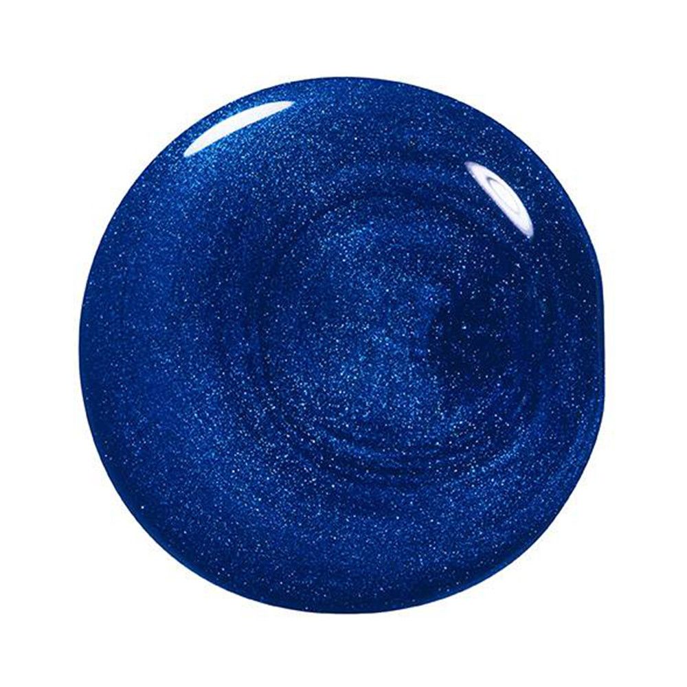Goutte de vernis à ongles bleu scintillant. Forme ronde, surface brillante.
