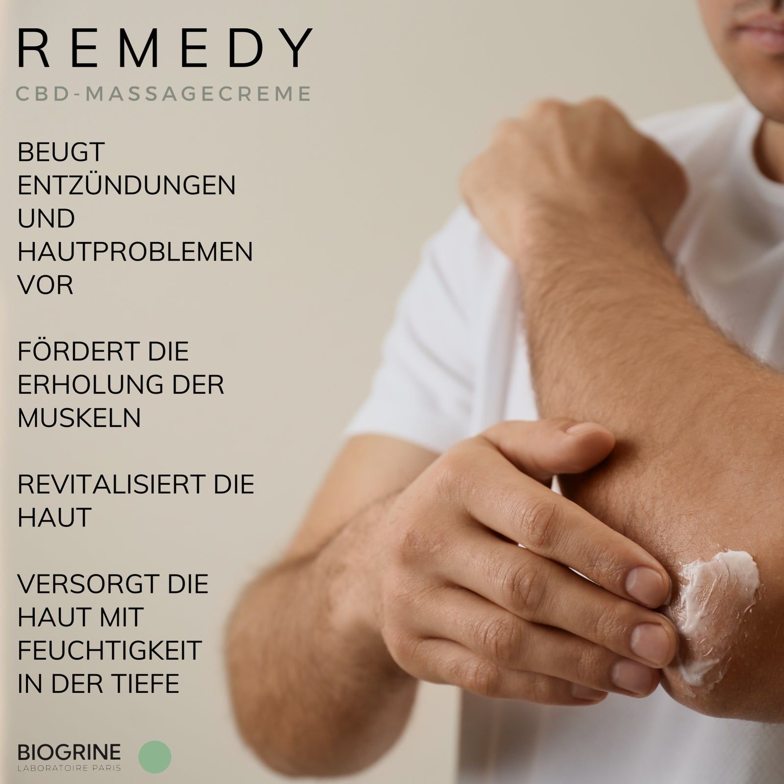 BIOGRINE "REMEDY" MASSAGECRÈME MET CBD, SHEABOTER & GINSENG